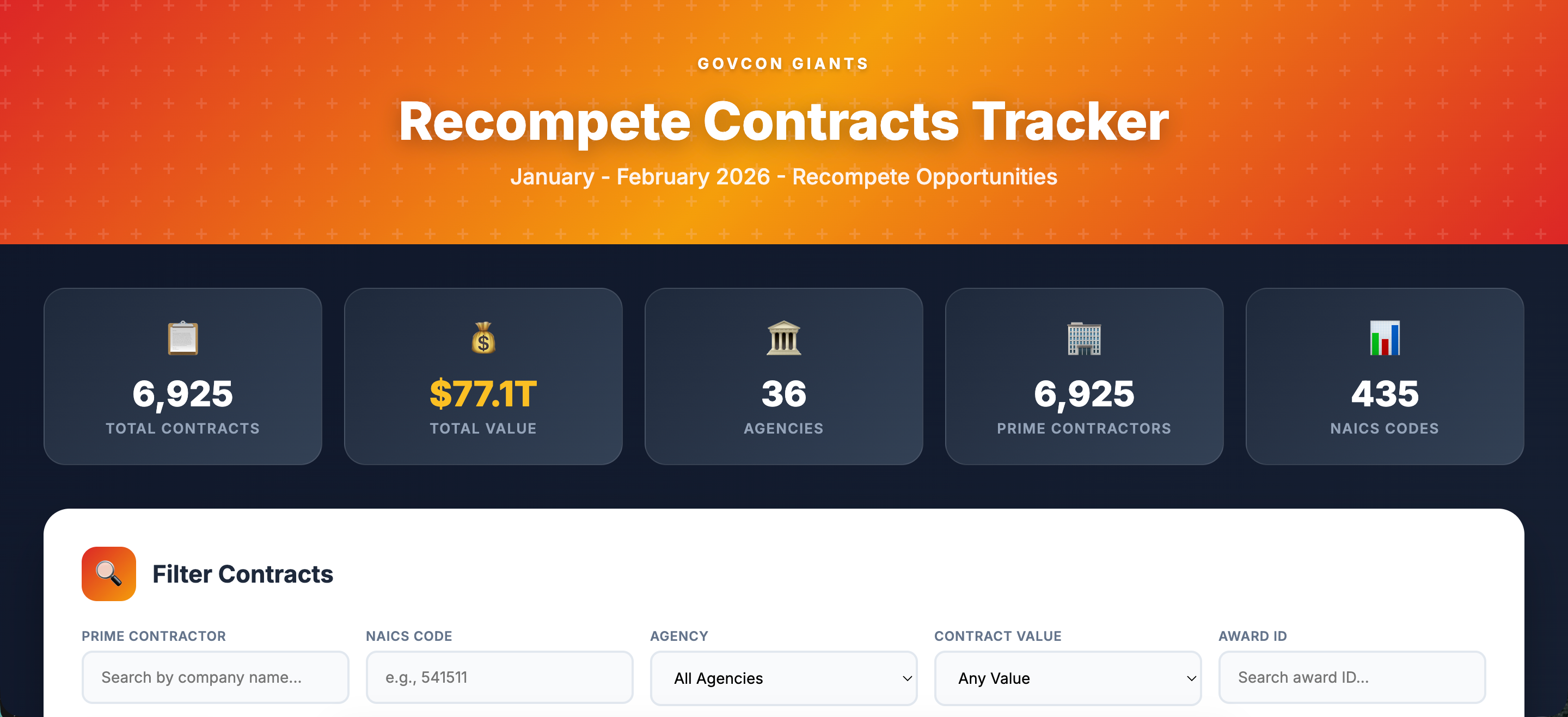Recompete Tracker screenshot 1